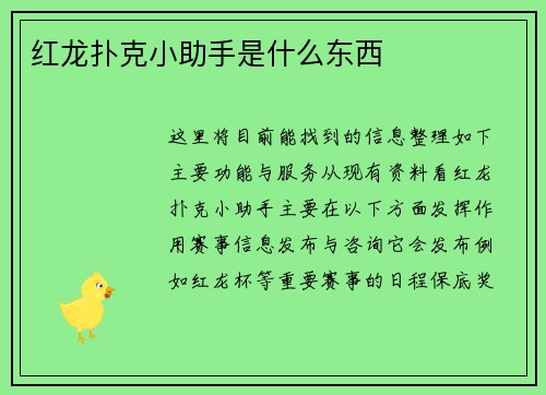 红龙扑克小助手是什么东西
